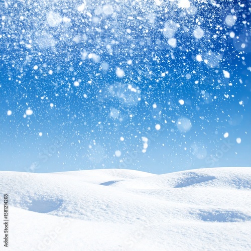 Wallpaper Mural Snowy White Landscape with Falling Snow Under a Bright Blue Sky in Winter Scene Torontodigital.ca