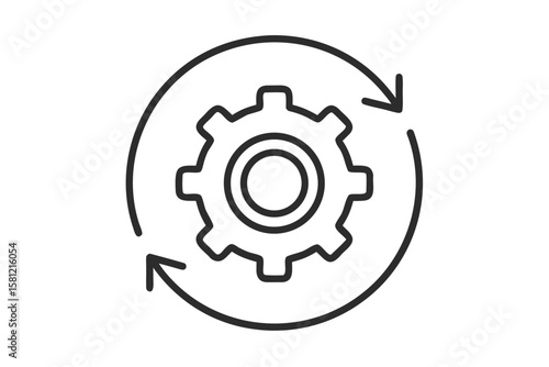 Vector illustration of a metal gear icon, symbolizing industrial power and engineering technology
