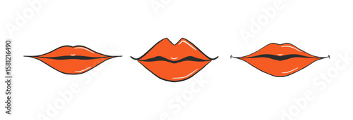 Collection of Lips and Kisses for St Valentine's Day. Friends and Love Symbols in raids for February 14. Part of a Saint Valentine's Holiday icon set.
