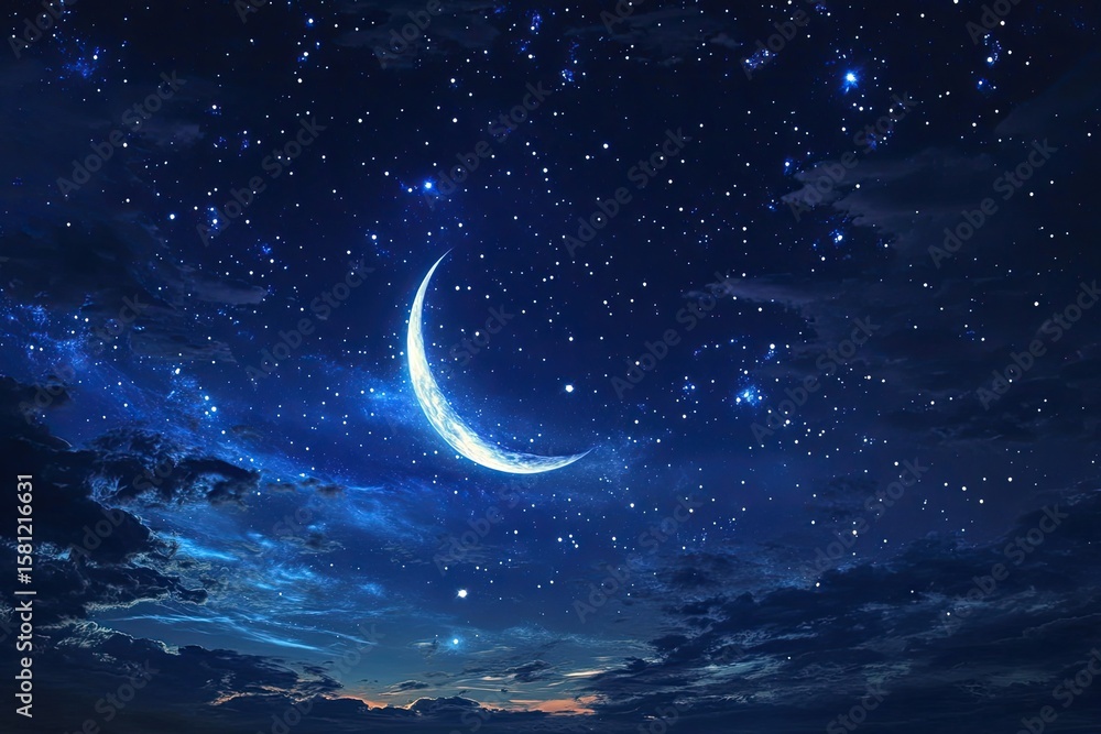 Fototapeta premium Crescent moon in a night sky