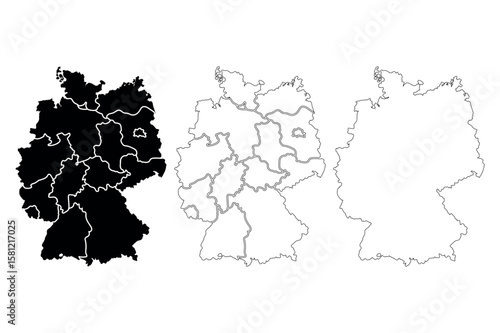 Germany map outlines showing states and borders