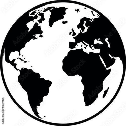 World Globe Earth Sphere Global Representation Continental Landmasses Geographic Icon Planetary Model International Symbol Global Connectivity Cartography Earth Illustration