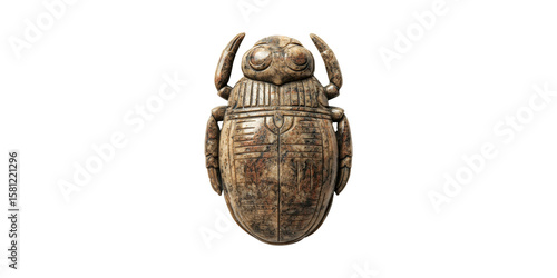 Ancient Egyptian Scarab Amulet. Symbol Of Protection And Rebirth In Antiquity Isolated On Transparent Background