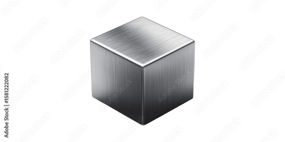 Fototapeta premium Stainless Steel Cube. Industrial Design And Material Strength Isolated On Transparent Background