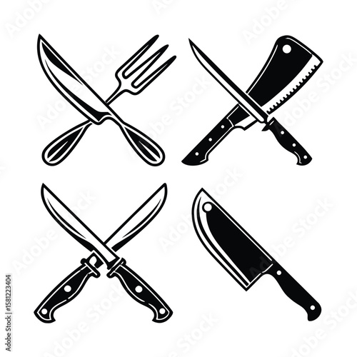 vector set of kitchen utensils and Knife