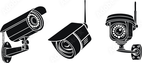 black and white vector illustration of a camera