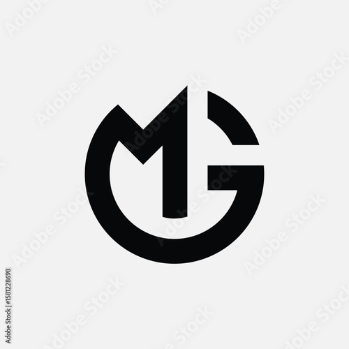 letter Mg or Gm circle shape minimal royalti modern logo