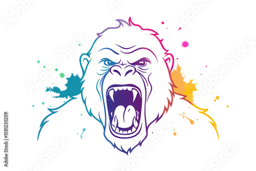 Angry Gorilla Ink Splash Design with Bold Alcohol Ink and Watercolor Effects