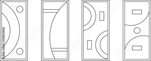 House and Office Interior doors. A set of modern outline doors. Line Art Doors Collection. Vector illustration.