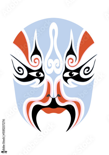 Chinese Peking Opera Mask Illustration, Traditional Beijing Opera Face Art, Cultural Vector Design