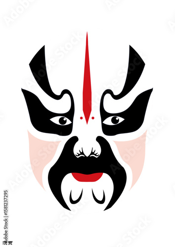 Chinese Peking Opera Mask Illustration, Traditional Beijing Opera Face Art, Cultural Vector Design