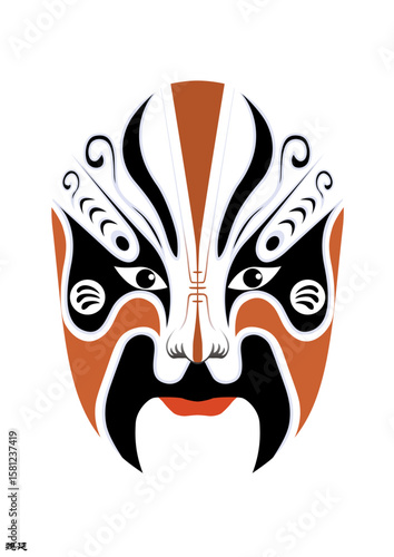 Chinese Peking Opera Mask Illustration, Traditional Beijing Opera Face Art, Cultural Vector Design