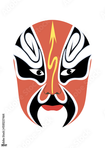 Chinese Peking Opera Mask Illustration, Traditional Beijing Opera Face Art, Cultural Vector Design