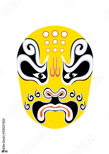 Chinese Peking Opera Mask Illustration, Traditional Beijing Opera Face Art, Cultural Vector Design