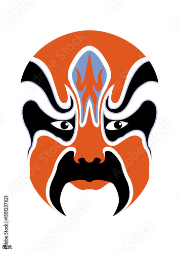 Chinese Peking Opera Mask Illustration, Traditional Beijing Opera Face Art, Cultural Vector Design