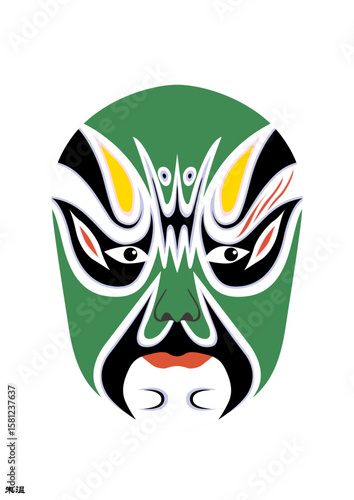 Chinese Peking Opera Mask Illustration, Traditional Beijing Opera Face Art, Cultural Vector Design