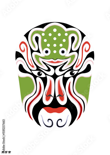 Chinese Peking Opera Mask Illustration, Traditional Beijing Opera Face Art, Cultural Vector Design