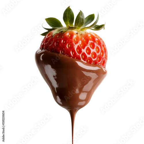 Delicious strawberry dipped in chocolate sweet dessert food temptation isolated on transparent background