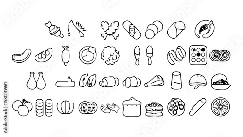 Extensive Collection of 95 Linear Style Icons A Mega Set for Diverse Design Needs on transparent background