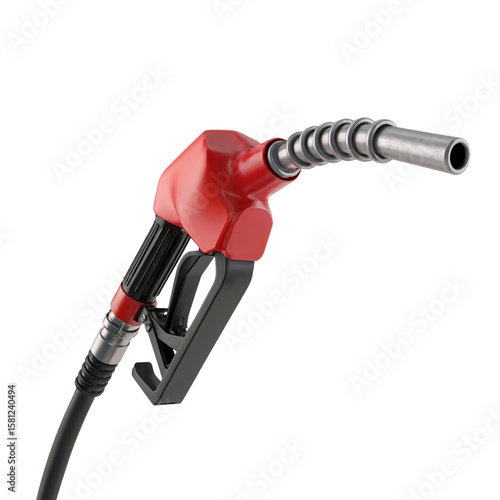 Fuel nozzle red gas station pump handle petroleum dispenser gasoline isolated on transparent background