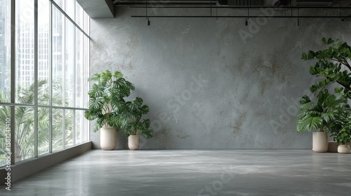 Modern Minimalist Interior Design with Greenery and City View