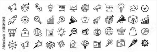 Business marketing and finance icons strategy