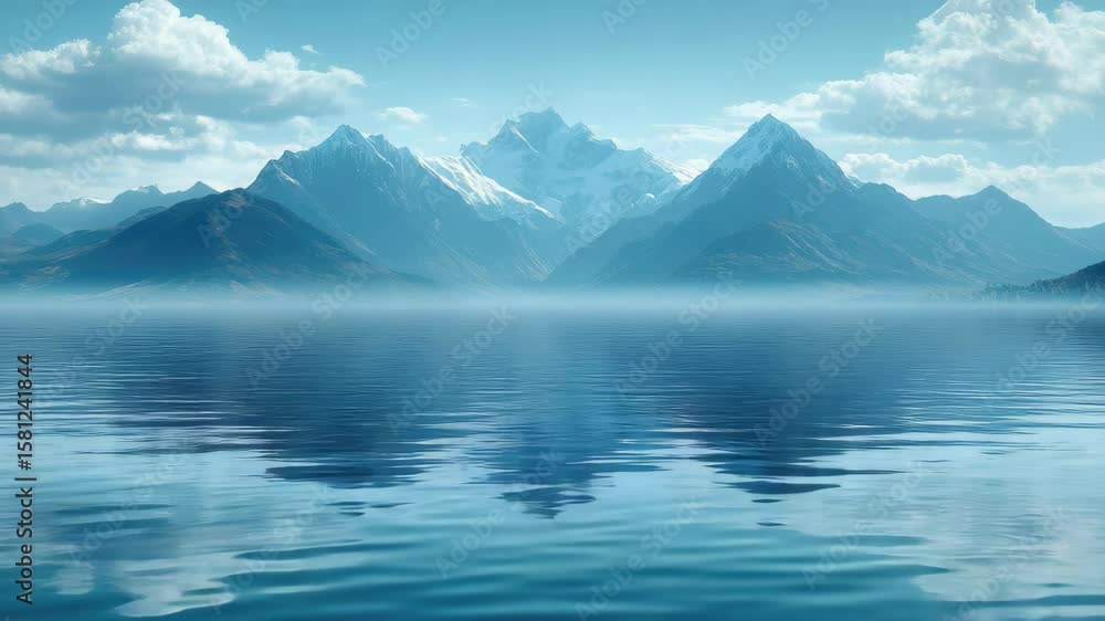 custom made wallpaper toronto digitalMajestic mountains rise above tranquil blue water under a clear sky filled with clouds