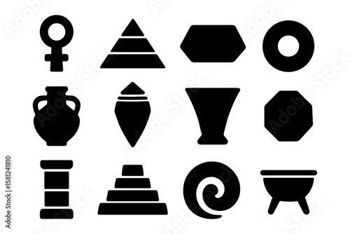 Silhouette collection: ancient symbols and geometric shapes