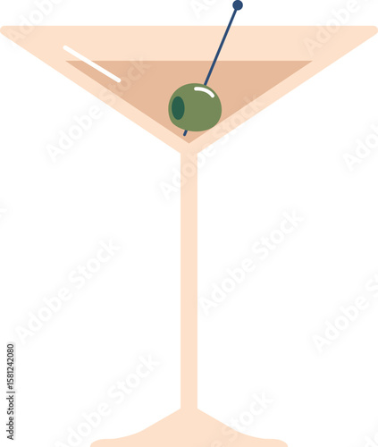 Martini glass with olive vector illustration