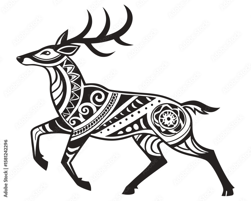 Fototapeta premium -vector-tattoo-icon-of----a--deer-----.eps