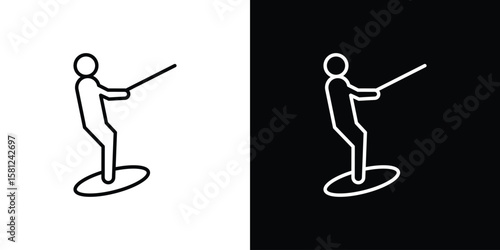 Wakeboarding icon. Black illustration isolated for graphic and web design.