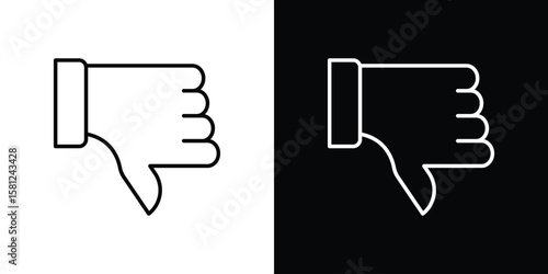 Thumb down icon. Black illustration isolated for graphic and web design.