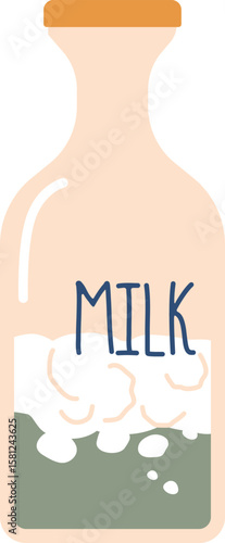 Spoiled milk in bottle vector illustration