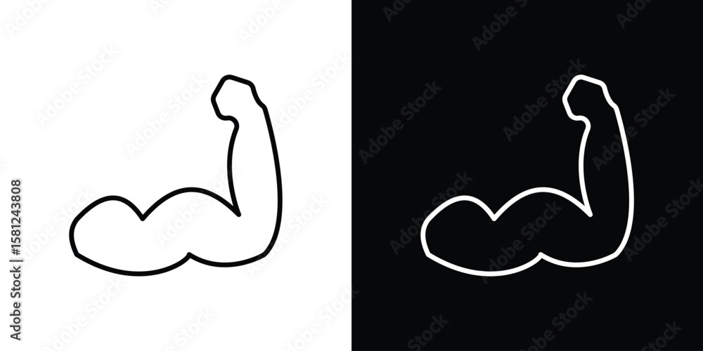Fototapeta premium Strong arm icon. Black illustration isolated for graphic and web design.