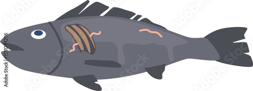 Spoiled fish food vector illustration