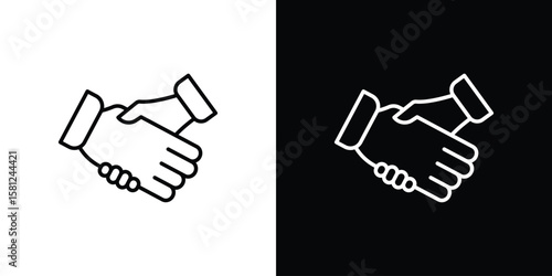 Shake hands icon. Black illustration isolated for graphic and web design.
