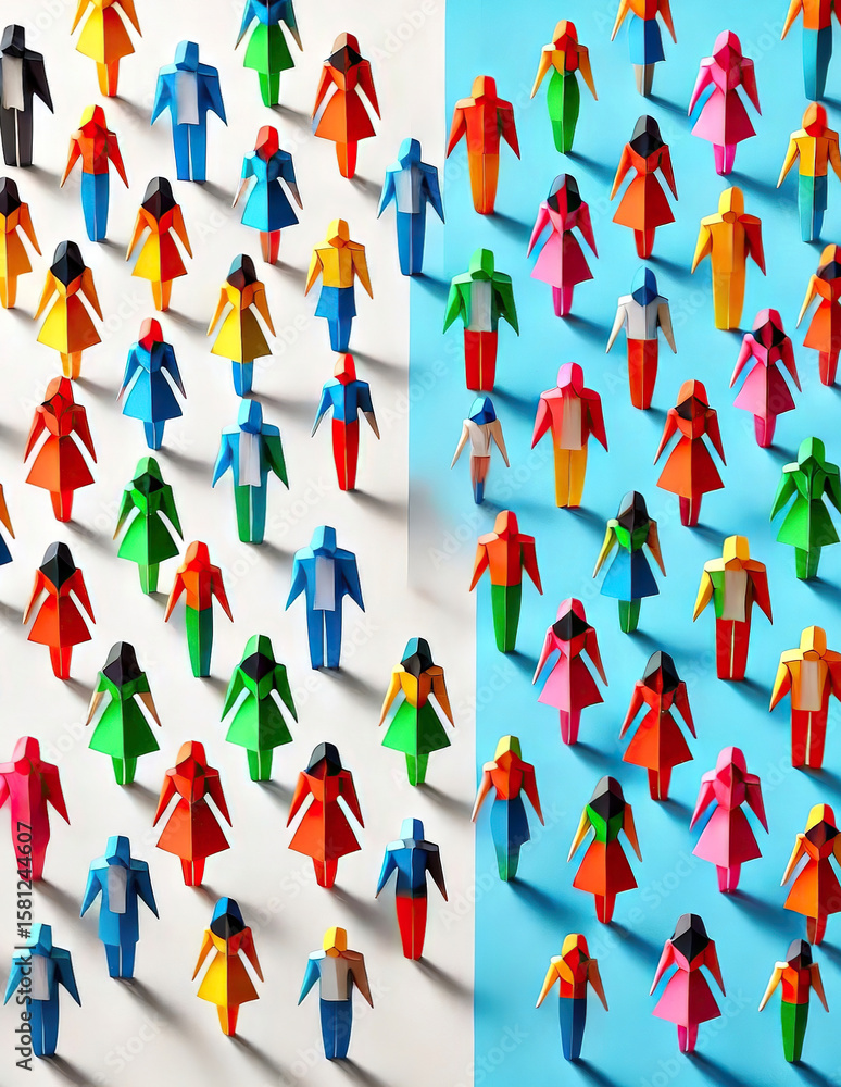 Obraz premium An abstract representation of a diverse crowd symbolizing unity, connection, and collaboration between multicultural races in a DEI community