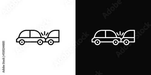 Rear end collision icon. Black illustration isolated for graphic and web design.