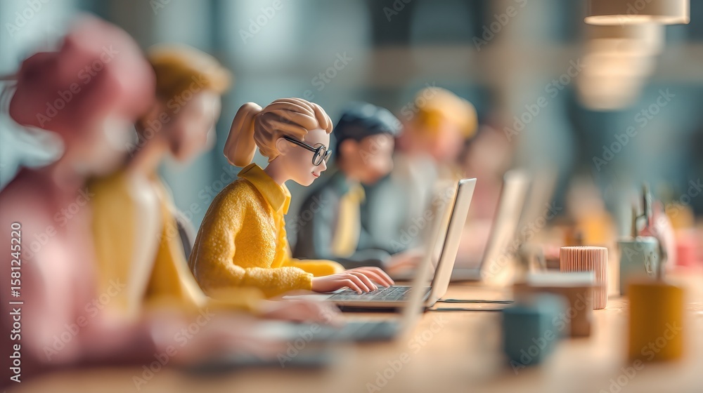 Obraz premium People working in co-working space or work in the office with laptop computer.