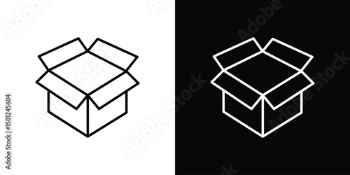 Open box icon. Black illustration isolated for graphic and web design.