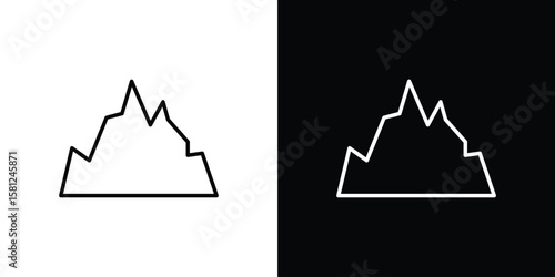 Mountain icon. Black illustration isolated for graphic and web design.