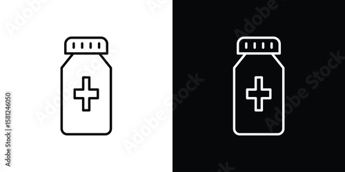Medicine bottle icon. Black illustration isolated for graphic and web design.