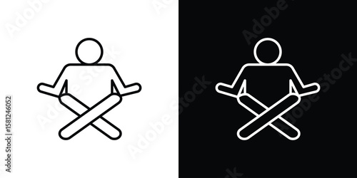 Meditating icon. Black illustration isolated for graphic and web design.