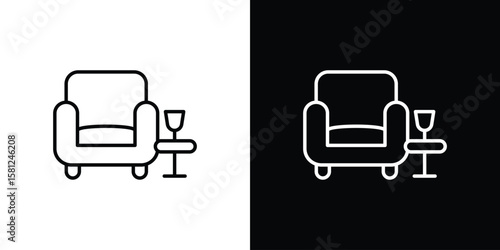 Lounge icon. Black illustration isolated for graphic and web design.