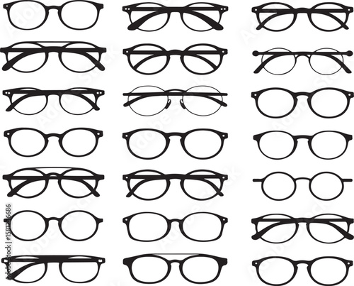 Eyeglass frame editable silhouette or line art