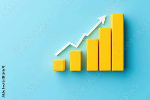 Yellow Bar Graph with Ascending White Arrow on Blue Background Representing Business Growth and Financial Success in a Modern and Minimalist Style Free Download Yellow Bar Graph with Ascending White Arrow on Blue Background Representing Business Growth and Financial Success in a Modern and Minimalist Style - GFXLoad