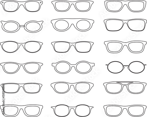 Eyeglass frame editable silhouette or line art