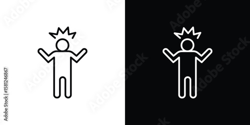 Irritated human icon. Black illustration isolated for graphic and web design.