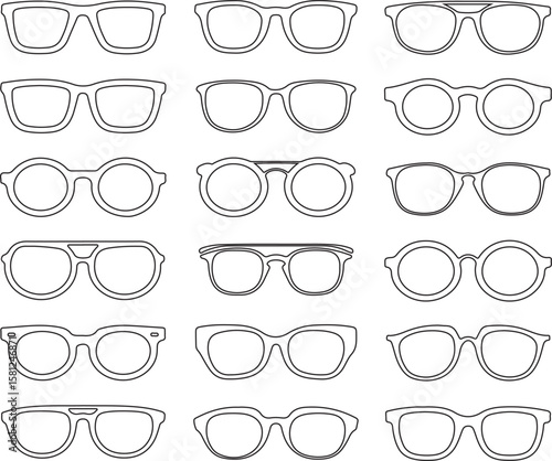 Eyeglass frame editable silhouette or line art