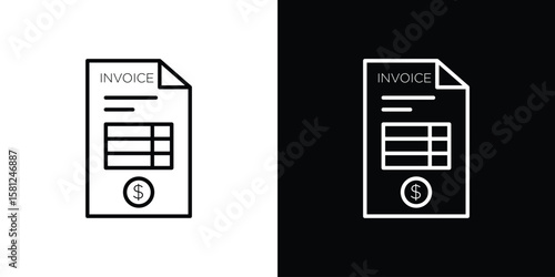Invoice icon. Black illustration isolated for graphic and web design.